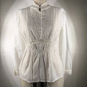 Pete & Greta by Johnny Was Edwardian Pintuck Cotton Silk Tunic S NWT